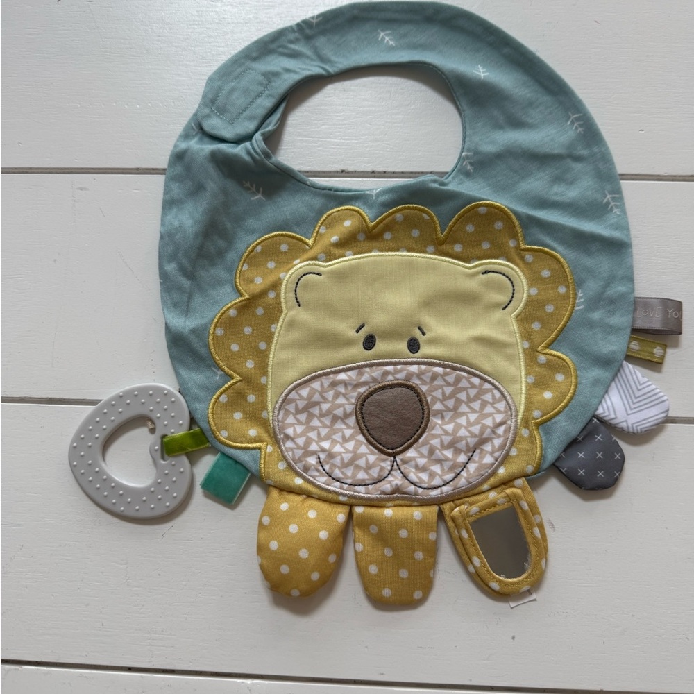 Demdaco Blue and Yellow Lion Teething Bib NWOT